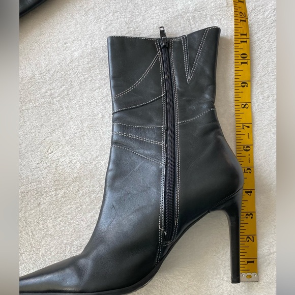 Diba Vintage Y2K Pointed Toe Boots Retro 90s Black Leather Heel - Picture 15 of 16